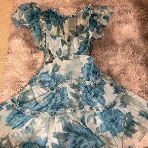 Hello Molly Teal and Blue Ruffle Dress